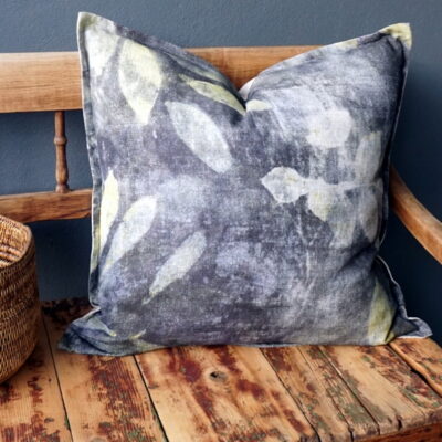 Linen Cushion -60x60- Leafy Charcoal