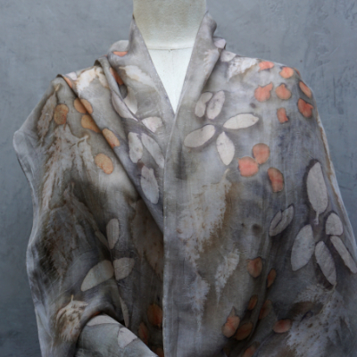 silk scarf ecoprint autumn