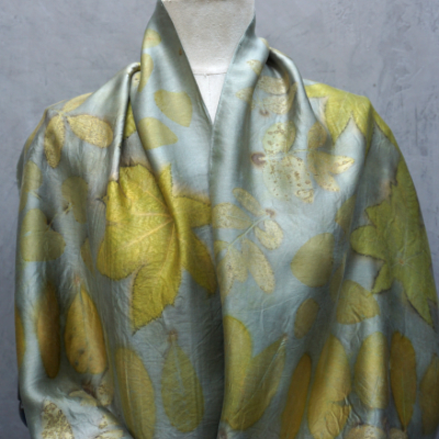 Silk scarf sage lemon and lime