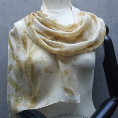 Silk scarf ecoprint creamy