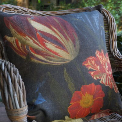 Linen Cushion -60x60- Baroque Midnight Tulip