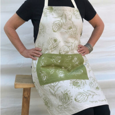 Apron - Hand screen printed Linen-Cotton Blend