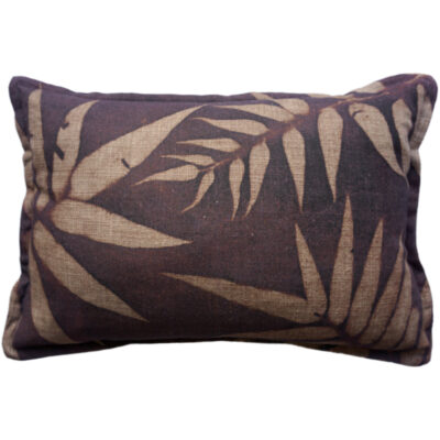Linen Cushion -45x70- Cream Brown Finger Fern